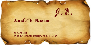 Janák Maxim névjegykártya